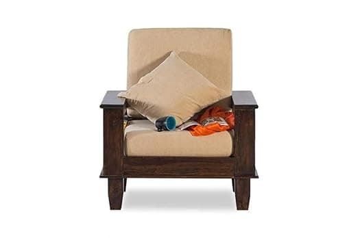 Sheesham Wood, Warm Chestnut Finish 1 Seater Sofa Set for Office & Lounge (Brown)