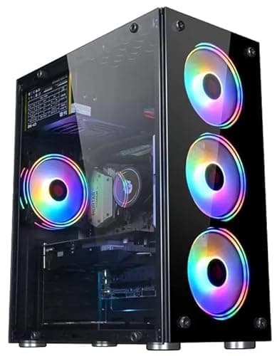 KRYNORCXY® Desktop Computer PC i5 3470, Fast SSD, 4 RGB Fan Cabinet, HD Graphics 2500, WiFi, HDMI, Windows 10 Pro – High Performance Desktop for Office & Home (16GB RAM/256GB SSD+1TB HDD)