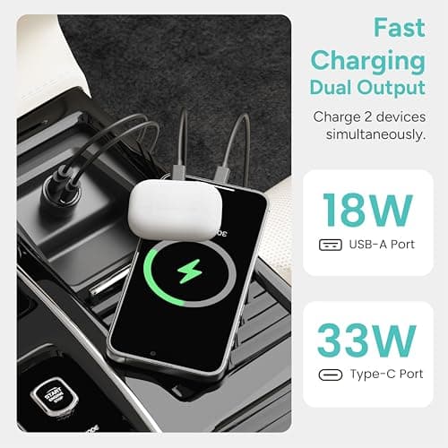 Ambrane 51W Fast Charging Car Charger, Dual Output 33W Type C PD + 18W USB Car Adapter, Quick Charge Car Plug for iPhone, Android, Tablets & More, High-Speed Compact Car Power Charger (Black, C51) 5
