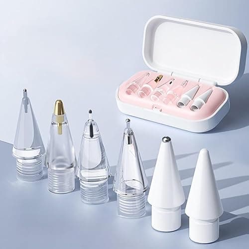 LeafLoom® Stylus Pen Tips Compatible with Apple Pencil 1st/2nd Gen & Pro USB-C, 6-Pack Sensitive POM Replacement Nib Set, Durable Precision Drawing & Writing Accessories for iPad