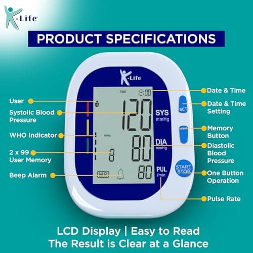 K-Life Model Bpm-104 Fully Automatic Digital Electronic Blood Pressure Checking Monitor, Bp Moniter - White 2