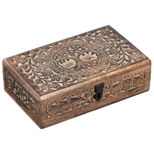 ZYNTIX Wooden Decorative Box with Life of Tree Carving - Antique Design for Sister Birthday Gifts, Unique Gift Items For Women Birthday Unique, wooden Handmade love Gift box (8 x 5 Inch)