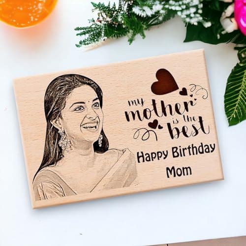 Incredible Gifts India Personalized Wooden Engraved Rectangular Photo Frame For Mother's Day (6x4 Inches, Wood), Tabletop 5