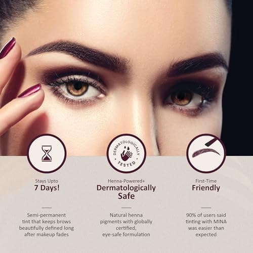 MinaiBrow Henna-Based Eyebrow Colour | Eyebrow Pencil Alternative for Smudge Proof Brows | Easy Application | Even Coverage | Long-Lasting Colour That Stays Up to 7 Days (Dark Brown, 1G) 3