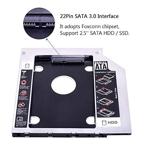 WETEK Universal 12.7mm SATA to SATA 2nd SSD HDD Hard Drive Caddy Adapter Tray Enclosures for DELL HP Lenovo ThinkPad ACER Gateway ASUS Sony Samsung MSI Laptop 4
