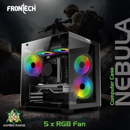 Frontech Nebula Gaming Computer Cabinet with ARGB & Tempered Glass | Dust Filter | USB 3.0 & 1.1 | HD Audio (FT-4382) 2