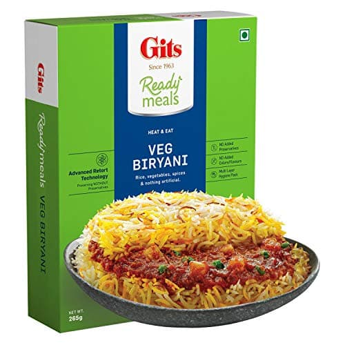 Gits Ready to Eat Veg Biryani, Layered Rice Dish, Microwaveable, 795g (Pack of 3 X 265g Each) 4