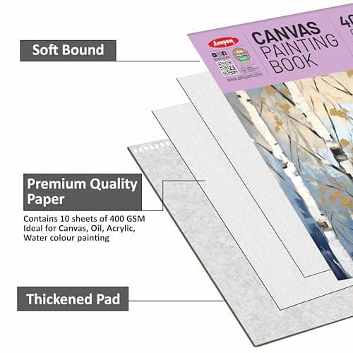 Anupam Canvas Painting pad 100% Cotton Acrylic Gesso Primed with Acid Free Paper 10 Sheets 400 GSM for Acrylic and Oil Painting (A5) 4