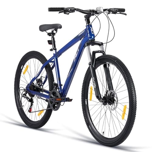 XCi Hangout Mountain Bike, 27.5 -Inch Tires, 21-Speed Shimano Gears, Front Suspension 80mm, Mechanical Disc Brakes, Youth 12+ Years, 17-Inch Ultra Light Steel Frame| Blue