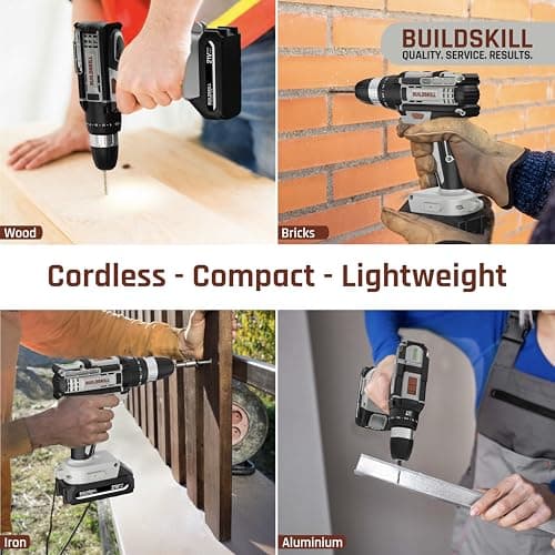 BUILDSKILL 21V Cordless Drill Machine for Home Use | Impact Drill with 10MM Keyless Chuck | 1.5 Ah Single Battery | Charger | Variable Speed | LED Light | Forward & Reverse Motion | 6 Months Warranty 4