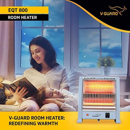 V-Guard EQT 400 watt-800 watt Quartz Room Heater | Noise-free Performance | Enables Quick Heating | 1 Year Warranty, Grey 2