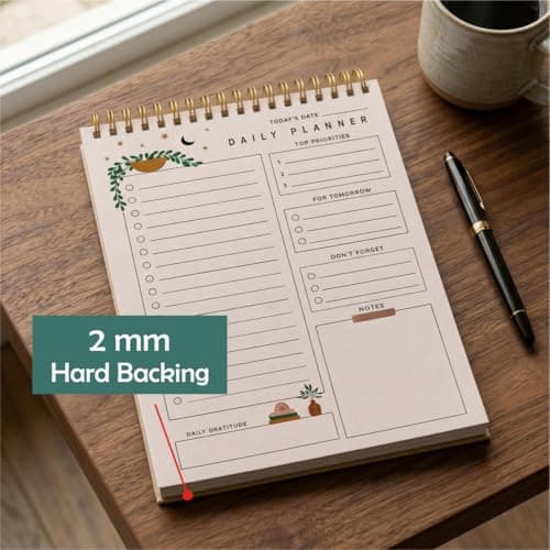 Zaslan To Do List Notepad - Daily Planner Notepad Undated 54 Sheets/108 Pages Tear Off, 6.5" x 9.5" | Planning Memo Pad | Checklist Productivity Note Pad (Moon) 6