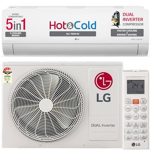 LG 2.0 Ton 3 Star Hot & Cold DUAL Inverter Split AC (Copper, Super Convertible 5-in-1 Cooling, 4 Way Swing & HD Filter with Anti-Virus Protection, TS-H24VNXE, White)