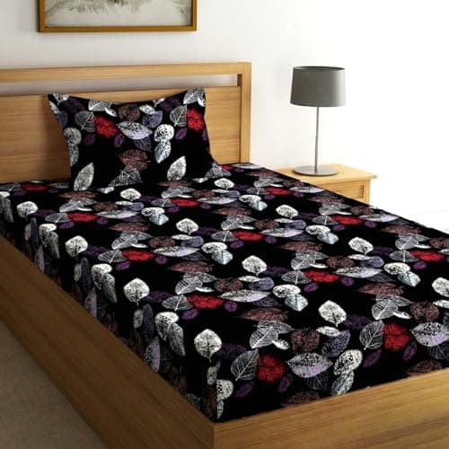 Fashion String Microfibre 144TC Black Forest Single Bedsheet with 1 Pillow Cover