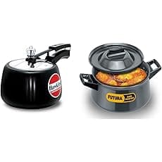 Hawkins - F40 Futura Hard Anodised Pressure Cooker, 3 Litre and Futura Hard Anodised Aluminium Deep Fry Pan(Fish-Fry Kadhai), 2.5 litres, Black (AFFK25G)