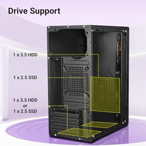 Zebronics Force, Computer Chassis, Micro ATX/Mini ITX, USB x 2, Front Audio, Perforated Side Panel, Top-Mounted PSU 4