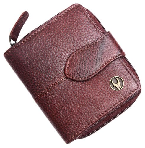 WildHorn Genuine Leather Women’s Wallet – Bi-Fold Clutch with 7 Card Slots, Cash Compartment & Zip Pocket (Bombay Brown)