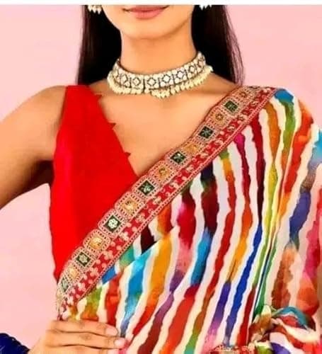 Festive Ethnic Saree Lightweight Comfortable Party Occasion Decorative Pattern Smooth Finish Multi 4