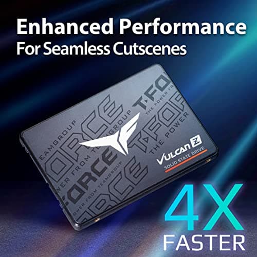 TeamGroup T-Force Vulcan Z 1TB Gaming SSD, Sata III 6Gbps Interface, SLC Cache, 3D NAND TLC, 2.5 Inch Form Factor, Internal Solid State Drive, Speed Up to 550/500 MB/s, High Performance, Low Latency 5