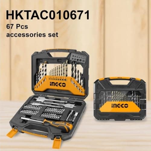 INGCO 67 Pcs Accessories Set Includes Durable Drill Screwdriver Rachet Handle Portable and Compact Kit Box For Drill, Electronics, Machinery 2