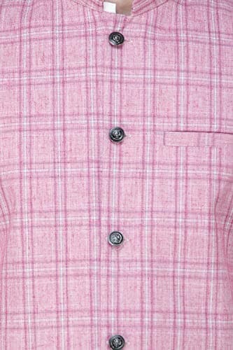 Exotic India Waistcoat with Double Check Pattern and Front Pockets - Color Pastel LavenderGarment Size 42 5