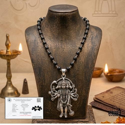 100% Original Karungali Mala with Panchmukhi Hanuman Ji Locket | Lab Certified Black Ebony Wood 54 Beads Mala for Protection, Wealth & Spiritual Healing | Premium Karungali Malai for Men & Women (7mm) 3