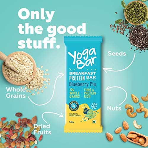 Yogabar Breakfast Protein Bars, 12 Bars | Easy & Convenient Breakfast On-the-GO | High in Protein & Fibre | Quick Protein Snack that helps in Weight Loss Management (12 Bars, Variety Pack) 3