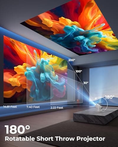 CLOKOWE Mini Projector with WiFi and Bluetooth - Built-in Apps, Smart Portable Projector with 180° Rotation, Auto Keystone, Support 1080P, Compatible with HDMI/USB/TV Stick/Smartphone/Laptop 3