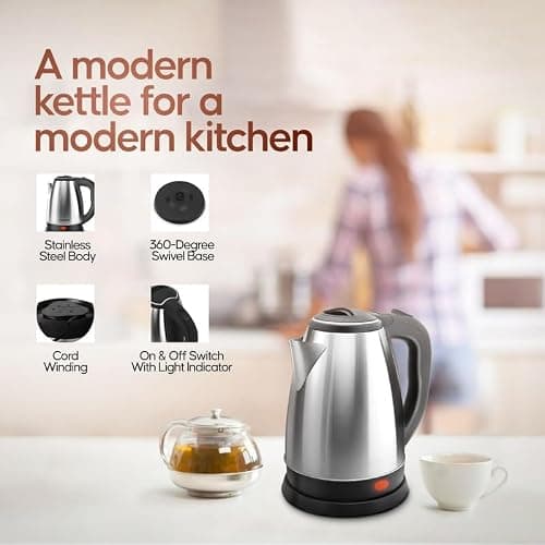 EBOTANIST Automatic Electric Kettle for Tea Coffee Making Multipurpose Milk Boiling Water Heater 2.0 Litre Extra lage Boiler with Handle (Pack of 1) 2