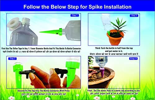 Techhark® Plant Self-Watering Spikes, 12-Pack, Automatic Drip Irrigation System for Indoor and Outdoor Plants, Green 3