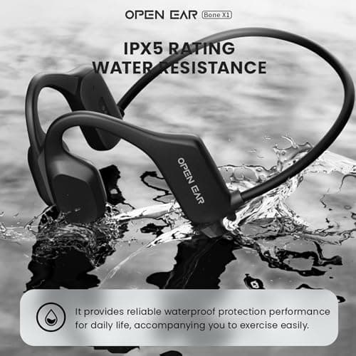 XIMAND Bone Conduction Headphones, Bluetooth 5.3 Open Ear Wireless Earbuds with Mic, IPX5 Waterproof Open Earphones for Running Cycling Workout, 6H Playtime - Black 4