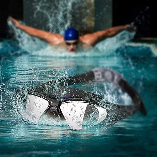PRIME DEALS Premium Big Frame Competition Swim Goggles with Free Protective Case Pro Clear Lens & Wide-Vision Swimming Goggles with UV and Anti Fog Protection for Adult Men Women - Black. 4