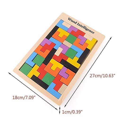 Chocozone Wooden Russian Blocks Puzzles for Kids Adults, Tetris Intelligence Puzzle for Ages 3-8, Brain Teasers STEM Learning Toy Educational Gift 4