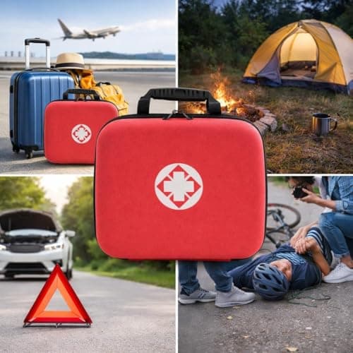 First Aid Bag – Hard Shell Medical Kit Storage Bag For Home Travel Camping Hiking or Car, Water Resistant & Zipper Closer Portable Medicine, Bandages and Emergency Supply organizer Case (Big) 2