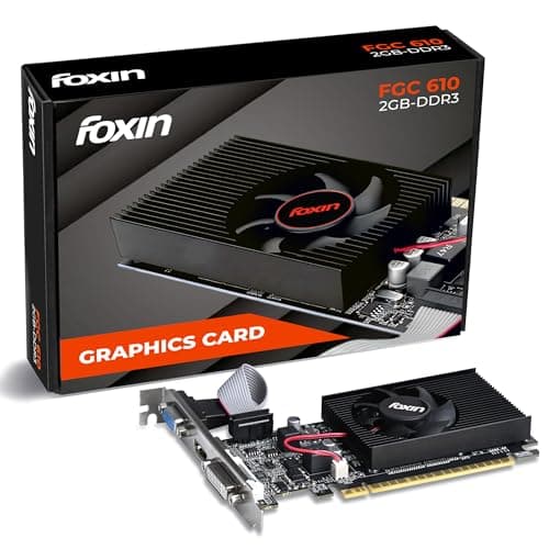 Foxin GT 610 Graphics Card 2GB DDR3 64-Bit | PCIe 2.0 Desktop GPU with HDMI DVI VGA Output | Heatsink Cooling Fan | High Efficiency Gaming Graphics Card (Black)
