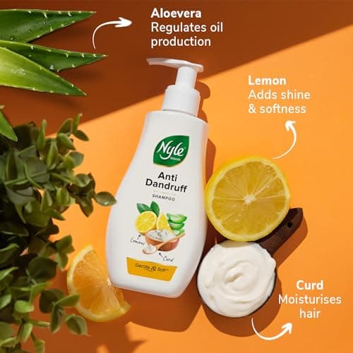 Nyle Naturals Anti Dandruff Shampoo 800ml | Enriched with Curd and Lemon for Fresh, Clear Scalp, Effective Flake Control | Mild Formula for Everyday Use 5