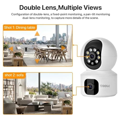 DDLC 5MP Indoor WiFi Smart CCTV Camera for Home | 1080p HD | Color Night Vision | Motion Detection | Two Way Audio | Wireless Home Security Camera with Mobile App V380 Pro (Upro Dual Lens) 3