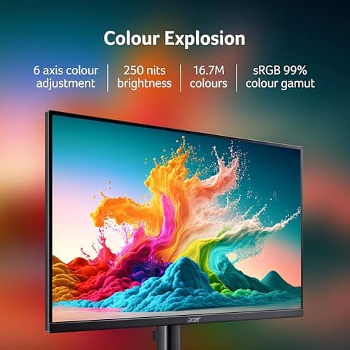 Acer KA270 P6 27 Inch IPS Full HD Backlit LED Monitor I 144Hz Refresh Rate, 1MS VRB, AMD FreeSync I 99% sRGB I 1 x VGA 1 x HDMI with Inbox HDMI Cable I Zero Frame Design I Eye Care I Stereo Speakers 2