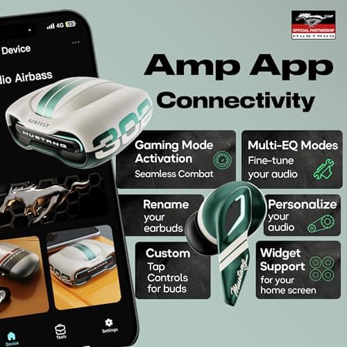 GOBOULT Mustang Torq Wireless in Ear Earbuds with 60H Playtime, App Support, Quad Mic ENC, 45ms Low Latency, 13mm Driver, Breathing LEDs, Made in India Ear Buds Wireless (Green) 4