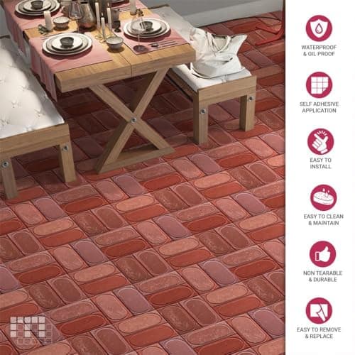 Mosaicowall Self Adhesive Vinyl Floor Tile Floor Tiles for Bedrooms, Living Room, Easy Installaion | Antiskid Flooring Tile FST078-6 X 6 Inches (Pack of 12) 3