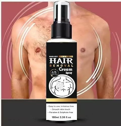 Men Hair Removal Spray for Body | 100ml | Painless Hair Remover Cream Spray | Fast Action | No Razor, No Cuts | Aloe Vera & Lemon Formula | Chest, Back, Arms & Legs 3