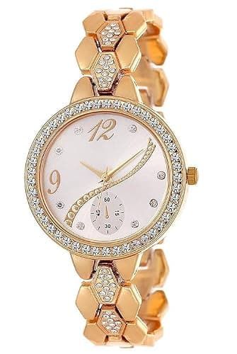 Acnos® Premium Silver Dial Diamond Analogue Watch for Women Pack of 1(FX308)