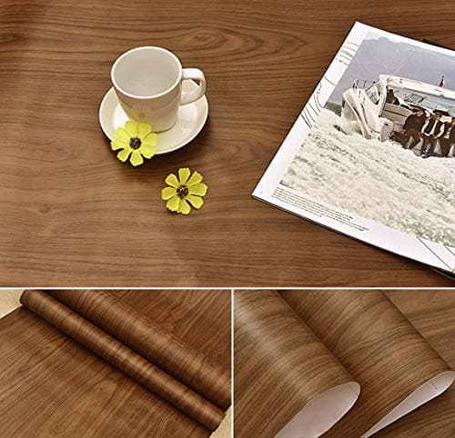wolpin DIY Door Wallpaper (45 x 300 CM) | Vinyl Wood Texture Shelf Liner for Furniture, Table Top, Wardrobe, Cupboard & Almirah Makeover | Self Adhesive PVC Sheet in Brown for Home Decoration 2