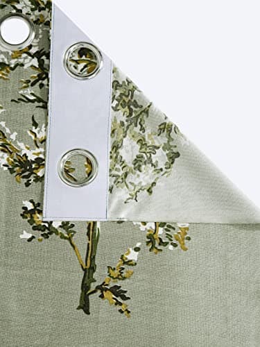 Fashion String 2 Pieces Floral Blossoms Eyelet Polyester Window Curtains - 5 Feet, Green 5