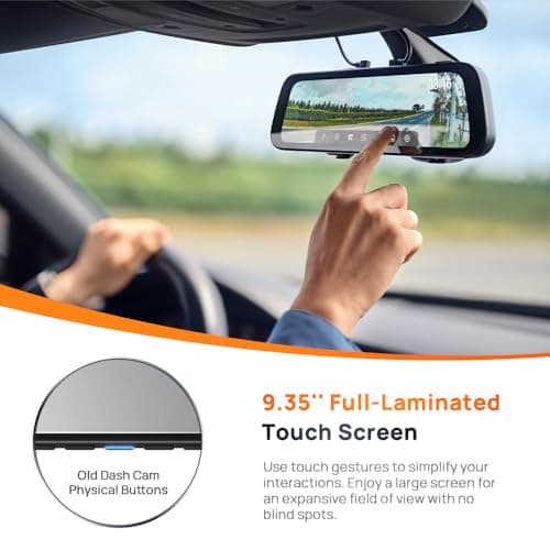 70mai S500 Rearview Mirror DashCam, 3K 1944P Front & FHD Rear, STARVIS 2 with Dual HDR, 9.35” IPS Touch Screen, G-Sensor, WiFi, Super Capacitor, Optional Parking Mode (S500) 5