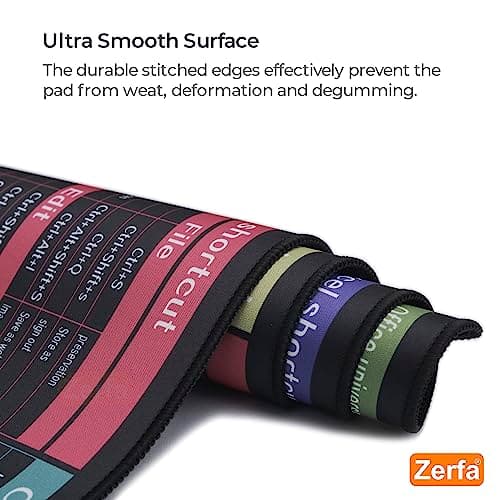 Zerfa Extra Large (80 x 30 CM) Extended Gaming Laptop Mouse Pad, Thick Non-Slip Rubber Base Desk Mat Keyboard pad for/Computer Shortcut Key Design (Black) 4