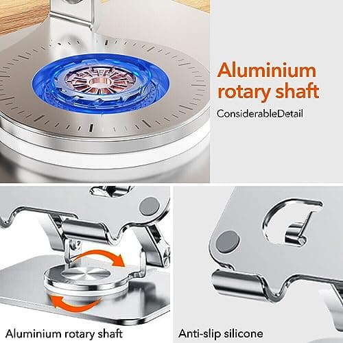 MESHIV Tablet Stand | Heavy 360° Rotating Adjustable Aluminum Foldable Holder for iPad, Tablets & Smartphones | Portable Desktop & Bed Stand for Home, Office, Table, Floor Use (Grey) 5