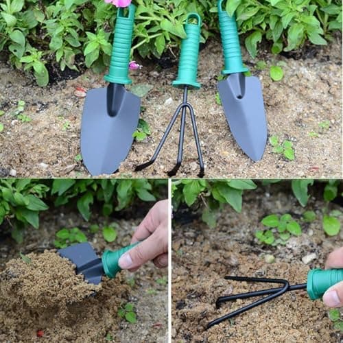 JERN 5 PCs Durable Gardening Hand Tools Kit with Portable Box, Small Garden Planting Tools, Garden Essentials 5