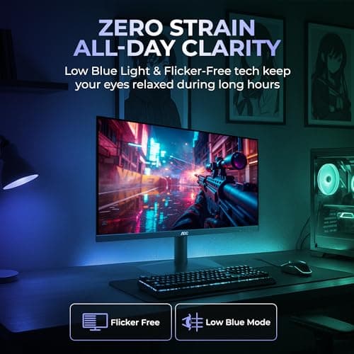 AOC 22B15H2 21.45” Full HD IPS Monitor | 120Hz Refresh Rate | 1ms MPRT | Adaptive Sync | 3-Sided Frameless | Low Blue Mode | HDMI & VGA | Black 4