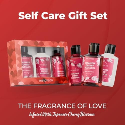 THE LOVE CO. Japanese Cherry Blossom Gift Set for Women | Body Wash, Body Lotion, Shampoo | Pack of 3 | Luxury Bath & Body Pampering Kit | Birthday, Anniversary & Special Occasion Gift | Premium Vegan 2
